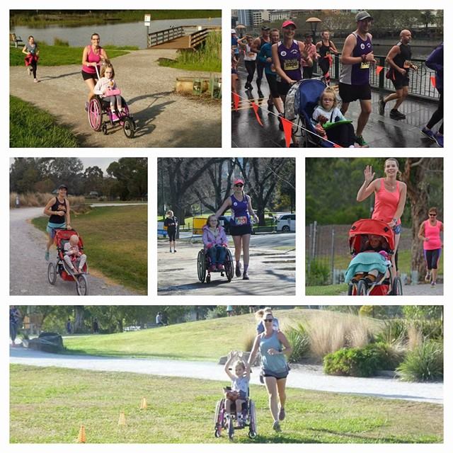 Team Tilly running on trails