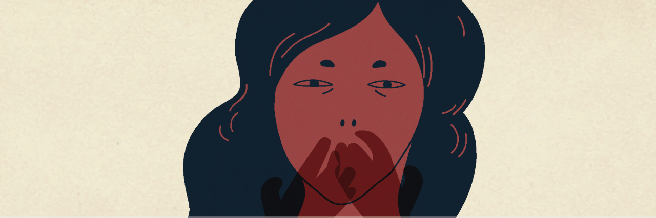 illustration of a woman with her hand over her mouth