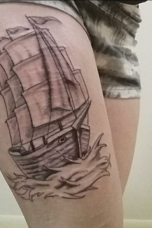 A tattoo of a ship