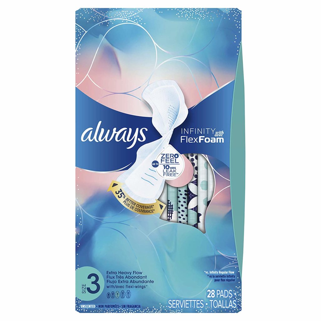 Infinity FlexFoam Pads for Women, Size 3, Extra Heavy Absorbency,  Unscented, 28 units – Always : Pads and cup