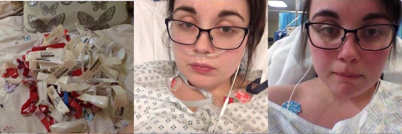 When People Hear About My Illnesses and Ask, 'How Do You Do It?' A nine photo collage of the writer showing different pictures during her time being ill.