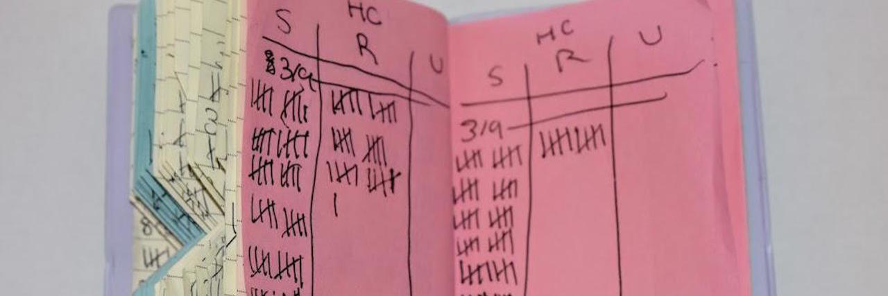 My Experience With Exposure and Response Prevention in Pictures Ban book - a book of tally marks