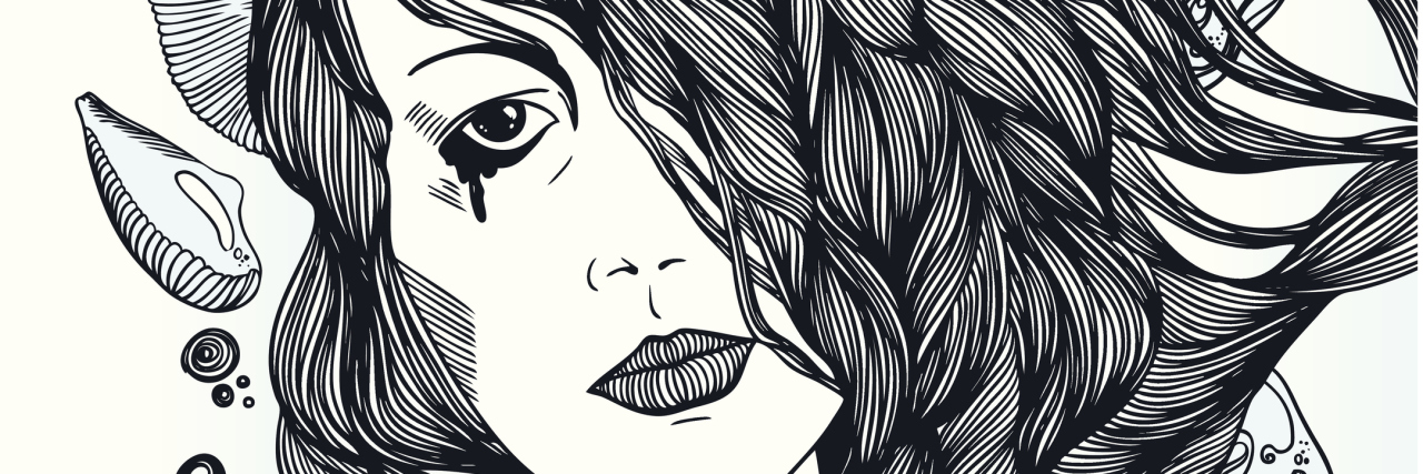 Grieving the Life I Had Before Chronic Illness illustration of a woman with long dark braided hair crying