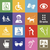 multi-colored icons with various disability symbols