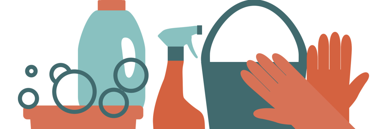 April's My Mighty Month Challenge Is About Spring Cleaning Flat design logo for cleaning service isolated on white. Vector illustration.