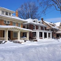Residential street in winter.