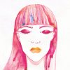 beautiful girl, her eyes closed. watercolor fashion illustration.