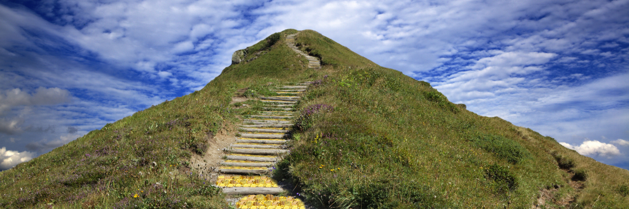big hill with steps
