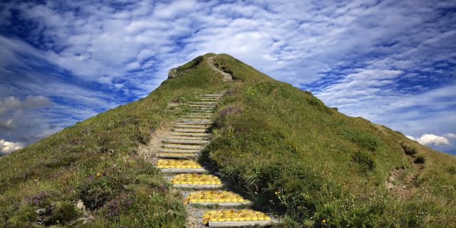big hill with steps