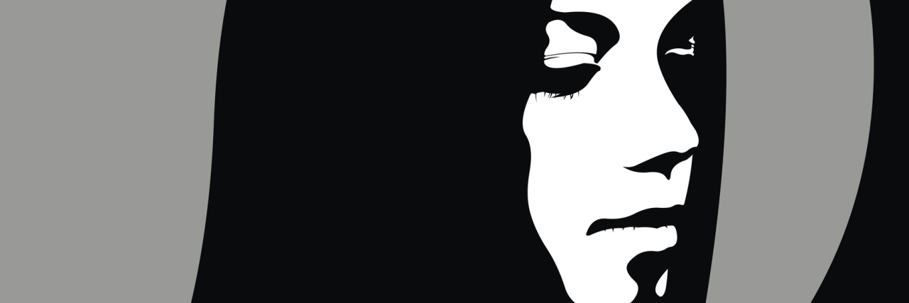 high contrast illustration of a woman looking down