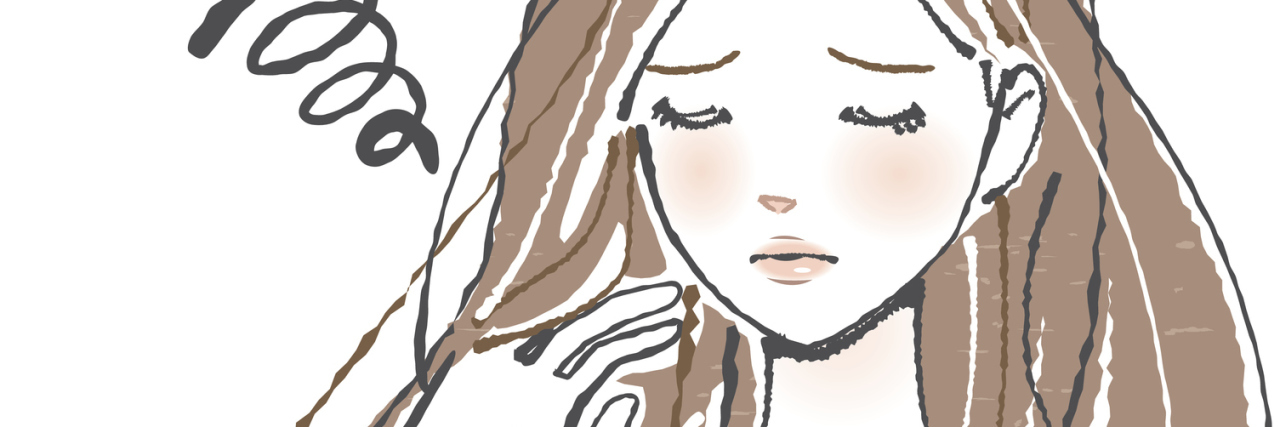 When Chronic Illness Leads to Suicidal Thoughts illustration of a woman running her hand through her hair