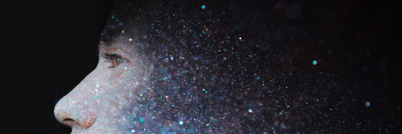 What to Remember on Bad Days With Fibromyalgia double exposure of a woman's face and stars