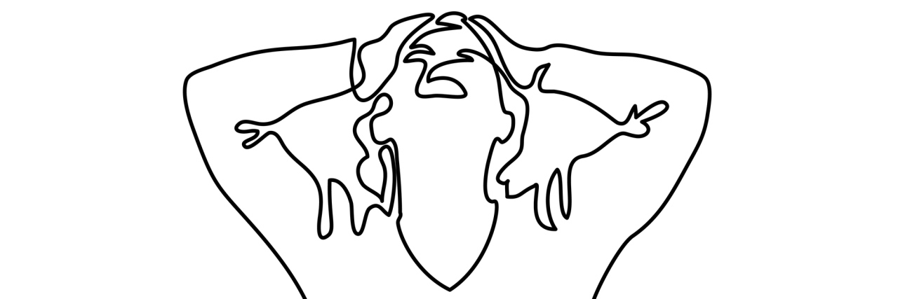 It's Time to Debunk These 13 Migraine Myths A sketch of a woman holding her head in pain.