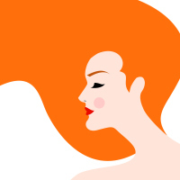 illustration of woman with flowing red hair