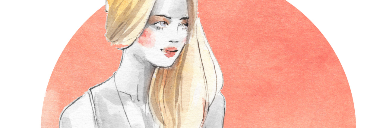 12 Reminders for Sexual Assault Survivors Watercolor fashion sketch. Young girl