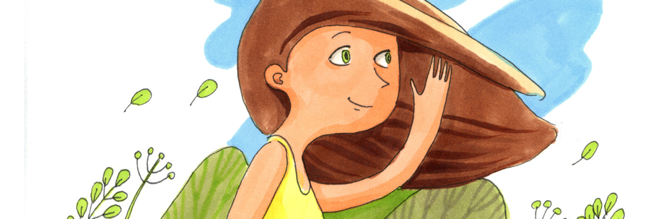 What I'm Grateful for Because of Chronic Illness watercolor painting of a girl sitting outside