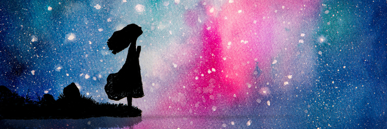 How Mental Illness Changed My Relationship With the Night Watercolor painting of girl pray to star for peaceful and hope in the dark night