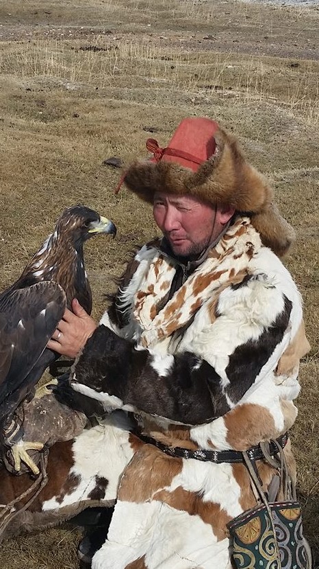 Eagle with hunter in Mongolia.