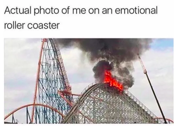 actual photo of me on an emotional rollercoaster meme