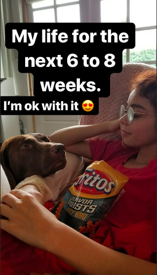 sarah hyland instagram story my life for the next 6 to 8 weeks