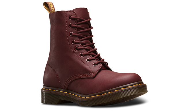 dr martens boots in dark red