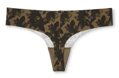 target thong style underwear with black floral pattern