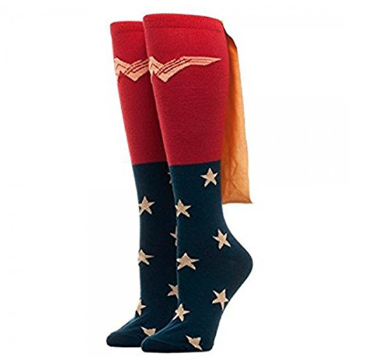 wonder woman socks with cape on back