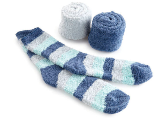 brookstone nap socks in blue stripe design