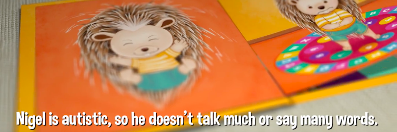 Autism Children’s Book Inspired by 7-Year-Old Nonverbal Boy Screen shot of the book showing Nigel the hedgehog