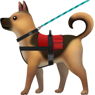 Emoji of service dog with vest