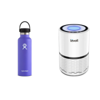 hydroflask, air purifier and peppermint essential oil
