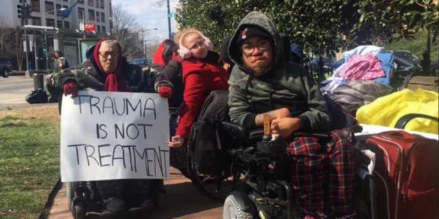 ADAPT members protesting outside FDA Commissioner's residence