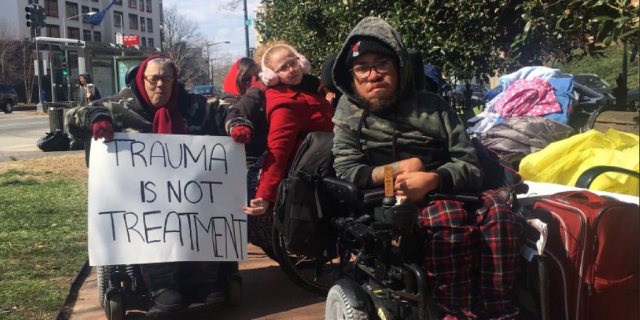 ADAPT Protests Lack of Action From FDA Commissioner Scott Gottlieb on Shock Behavioral 'Treatment' ADAPT members protesting outside FDA Commissioner's residence