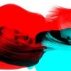 double exposure in red and blue of woman looking depressed