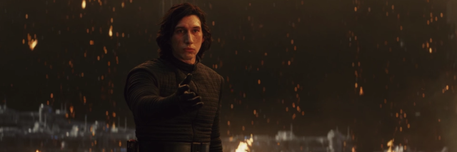 adam driver as kylo ren in star wars the last jedi asking Rey to join him
