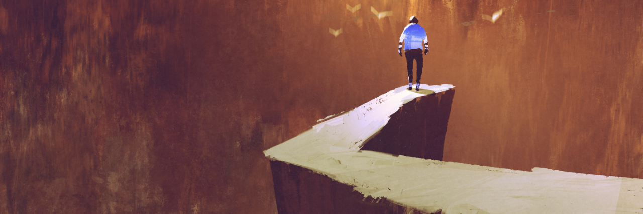 3 Things Doctors Do When Trying to Get Diagnosis for Chronic Illness rear view of man standing on rock path looking at the mountain wall,end of the way,illustration painting