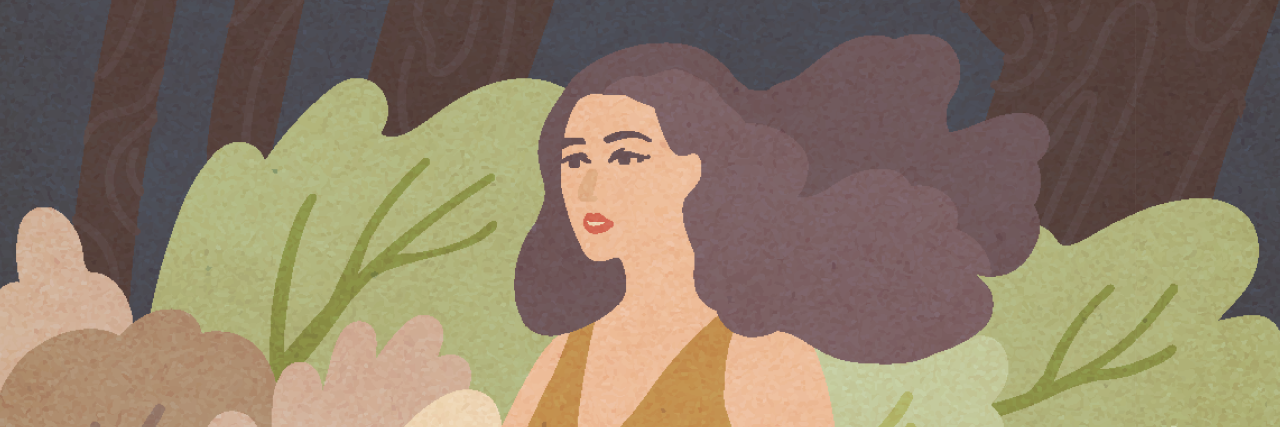 Why I No Longer Want to Be Body Positive illustration of woman in trees with hair flowing
