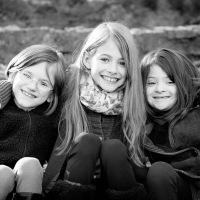 Black and white image of three sisters
