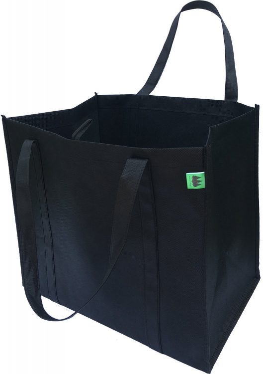 black reusable shopping tote