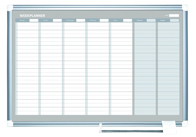 dry erase board with weekly calendar