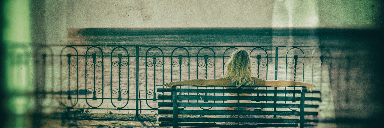 Please Believe Me When I Say I Have Autism Blond woman sitting on a bench and looking at sea.