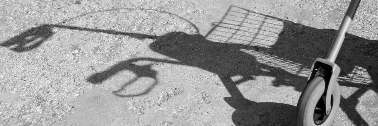 Don't Move Mobility Aids Without Asking Silhouette of a walker.