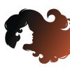 silhouette of a woman with long, curly hair