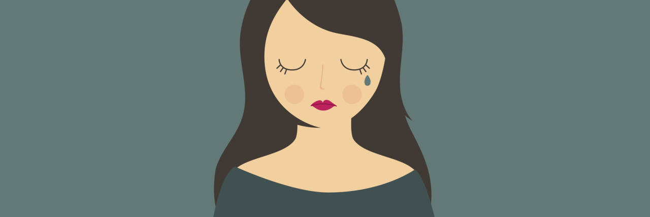 When Endometriosis Causes a Lack of Self-Confidence illustration of woman crying