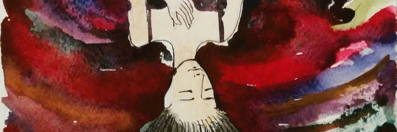 The New 'Compulsion' That Helped Me Cope With Dermatillomania Dreamy girl in red, hand drawn watercolor illustration