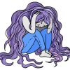 Sad teen-ager with long hair, concept illustration about depression