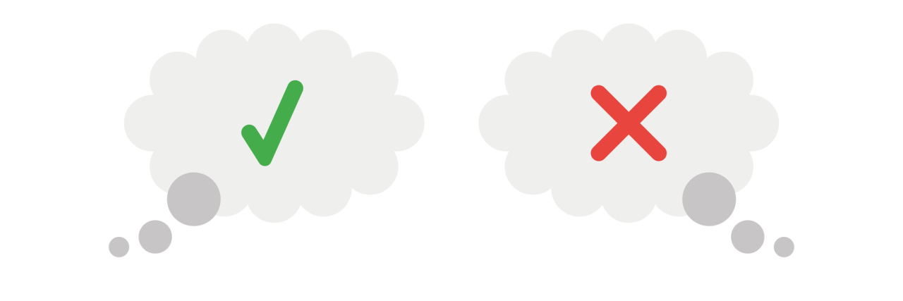 When Your Illness Makes Others See You as 'Flaky' Two thought bubbles, one with a green check mar and the other with a red "x."