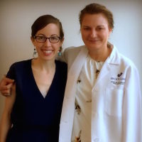 A photo of the writer with one of her doctors.