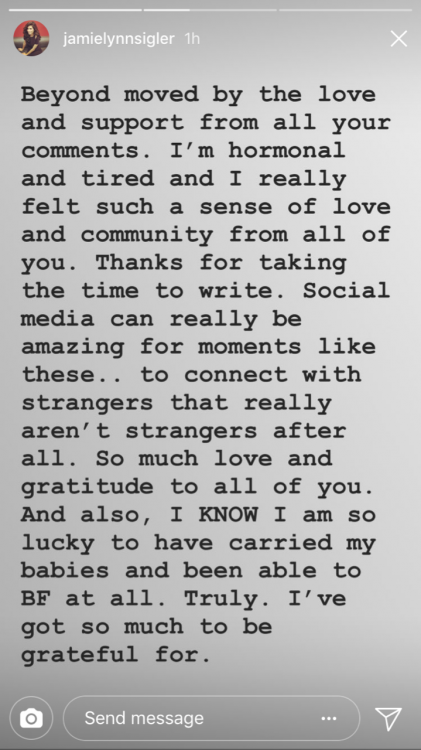 jamie lynn sigler's instagram story thanking for advice