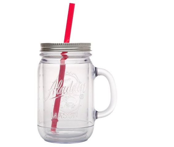 mason jar with lid and straw